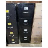 1-Four-Drawer Black Metal Filing Cabinet