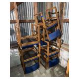 Lot of 16 Buckstaff Oak Wood Chairs – Blue w/Dot Upholstery