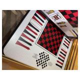 Game Table with Checkerboard, Solitaire, & Playing Card Graphics