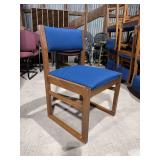 Lot of 12 Buckstaff Oak Wood Chairs – Blue w/Dot Upholstery