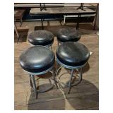 Set of Four Black Vinyl and Metal Stools