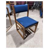 Lot of 12 Buckstaff Oak Wood Chairs – Blue Upholstery