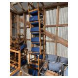 Lot of 7, Buckstaff Oak Wood Chairs – Blue Upholstery