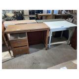 Wood Desk with Drawers and White table