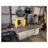Assorted Furniture Pieces including Side Tables, Desk, Bowling Balls