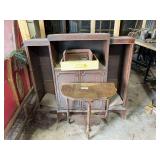 Vintage Wooden Hutch and Side Table