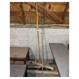 Lot of Three Wooden Push Brooms