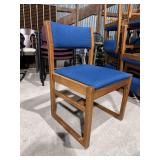 Lot of 12 Buckstaff Oak Wood Chairs – Blue w/Dot Upholstery