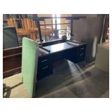 Green Formica Table top, Metal Desk, and Table