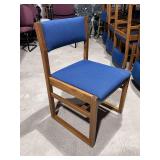 Lot of 12 Buckstaff Oak Wood Chairs – Blue w/Dot Upholstery
