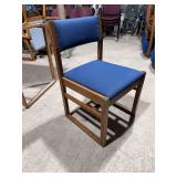Lot of 12 Buckstaff Oak Wood Chairs – Blue w/Dot Upholstery