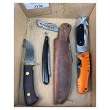 Assorted Knives Including Folding and Fixed Blade