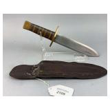 WWII Era Fighting Knife with Leather Sheath