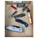 Box Lot of Pocket Knives and Bottle Opener
