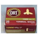 DRT Terminal Shock 10MM 105gr HP Ammunition Box (20 Cartridges)