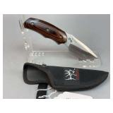Buck Rocky Mountain Elk Foundation Knife with Sheath