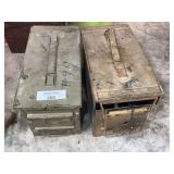 Two Metal Military Ammunition Boxes with Tools and Hardware