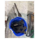 Bucket of Various Tools Including Greenfield Tap & Die No. 7 Tap Wrench
