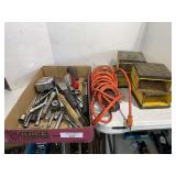 Tools, Work Light, and Metal Risers