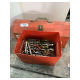 Metal Toolbox with Assorted Drill Bits