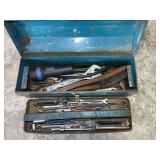 Vintage Metal Tool Box with Assorted Tools