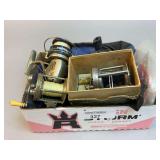 Fishing Reels, Fishing tackle bag,& misc