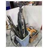 Tools and Hardware Assortment - Craftsman Drill, Black & Decker Saw, Levels, and More