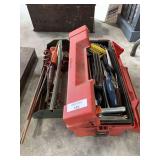 Toolbox with Assorted Hand Tools, Gauges and Auger Bits