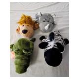 Four Plush Fabric Hand Puppets