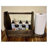 Handcrafted Wooden BBQ Caddy with Sauces & Seasonings by DJ Bowman