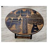“Across the Continent” Folding Table – Hand-Carved Kola Wood from Togo