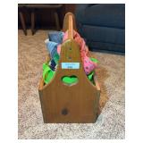 Wooden Carrier with Handcrafted Throws and Decorative Pillow