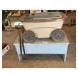 Rolling Garden Seat and Wooden Bench