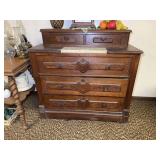 Dark Wood Chest of Drawers with Top Drawer Unit
