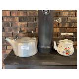 Two Teapots - Griswold Aluminum Teapot and Floral Teapot