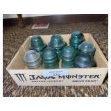 Collection of Eight Glass Insulators