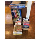Shelf of Cookbooks, Albums, Books, and Foil