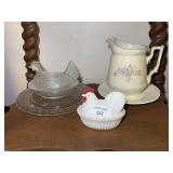 Hen on Nest & Pitcher