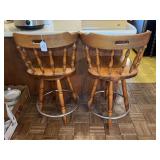 Set of 2 Wooden Swivel Bar Stools
