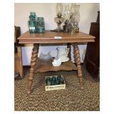 Small Wooden Table with Twisted Legs , NO CONTENTS