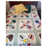 Handmade Butterfly Quilt with Decorative Pillows