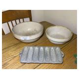 Stoneware Bowls and Cornbread Pan