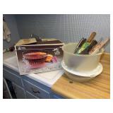 Anchor Hocking Crown Point Punch Bowl Set and Kitchen Tools - Lot 162