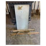 Assorted Home Goods Lot: Folding Table, Horn, Baseball Bat, and Ruler