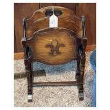 Wooden Magazine Rack with Fleur-de-Lis Design