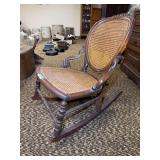 Dark Wood Rocking Chair with Woven Seat and Back