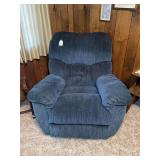 Berkline Blue Upholstered Swivel Rocker Recliner