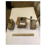 Wooden Butter Press, Coffee Grinder, and Spatula Set