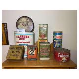 Collection of Advertising Tins and Containers: Clabber Girl, Folgers, and More