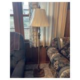Ornate Gold Tone Floor Lamp with Cream Shade
